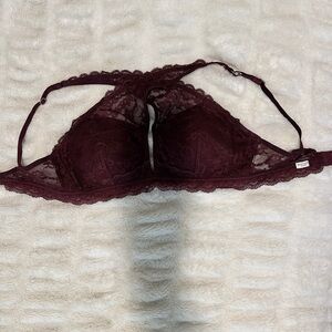 Gilly Hicks High Neck Burgundy Lace Bralette